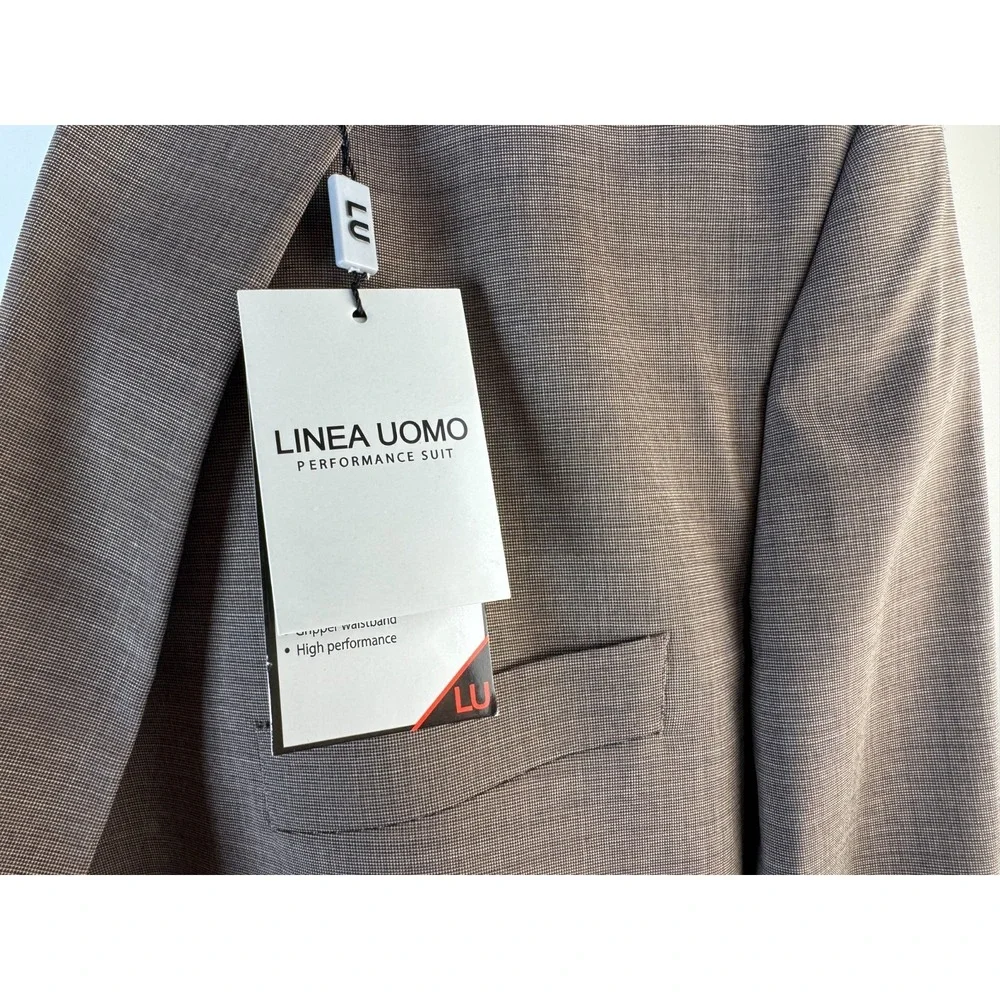Linea Uomo 2PC Set Performance Suit Jacket & Pants Mens 60R NWT Stretch Wool Tan